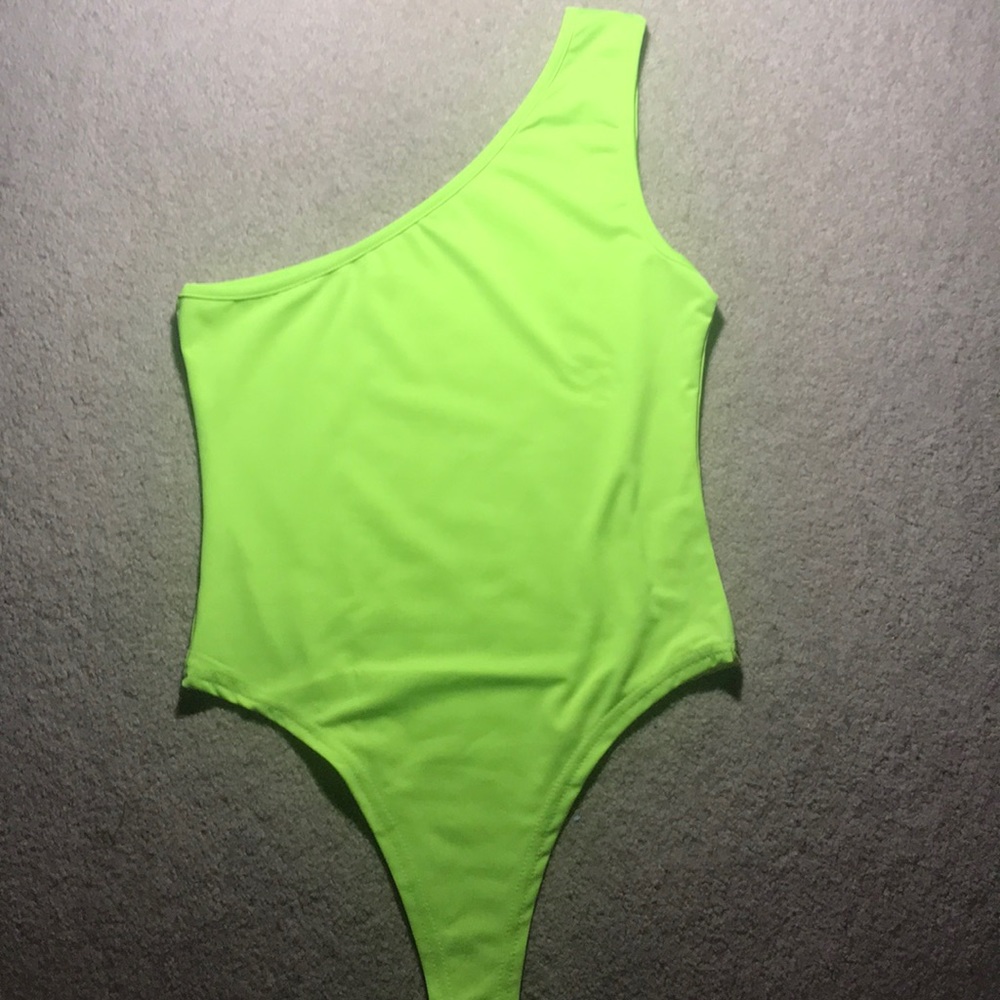 Neon one shoulder body suit